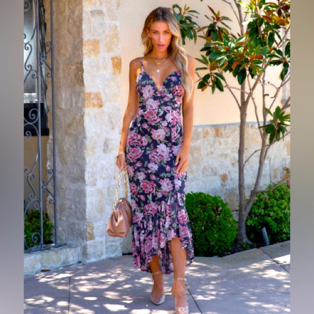 Vici Eclipse Floral Ruffle Midi Dress XS